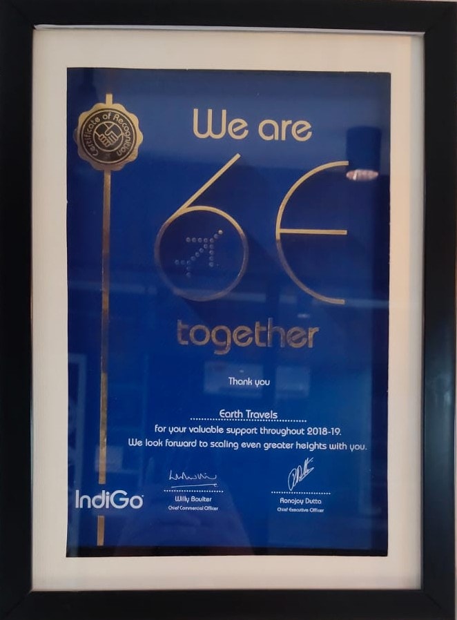 IndiGo Outstanding Performance Award Certificate